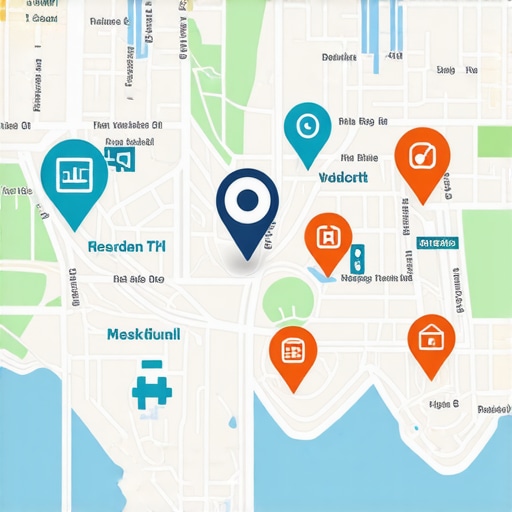 Digital map showing analytics overlays for local SEO optimization