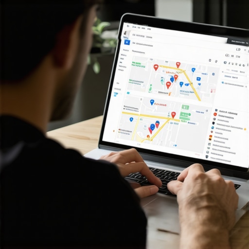 Advanced Local SEO Strategies for Google Maps Business owner reviewing Google Maps ranking techniques with digital charts.