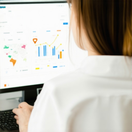 Google Maps Analytics Review Business owner analyzing local SEO performance on computer