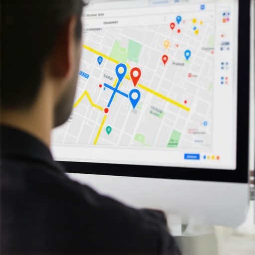 SEO Expert Analyzing Google Maps Data SEO specialist reviewing local search rankings on a laptop.