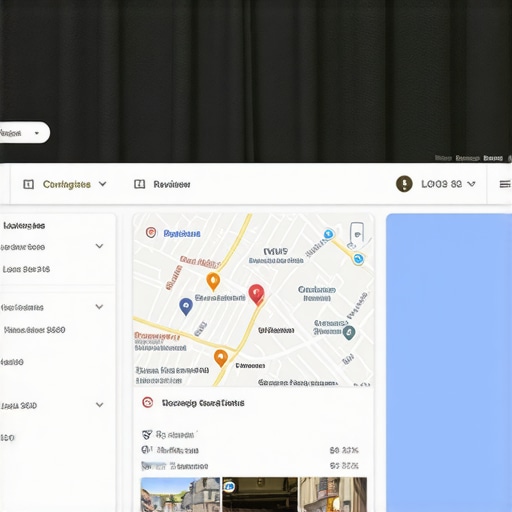 Screenshot of Google Maps with analytics overlays showing review metrics and local SEO signals.