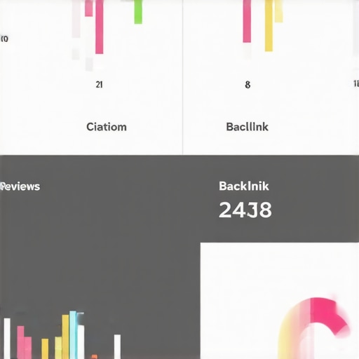 Screenshot showing local SEO software interface with citation, review, and backlink metrics.