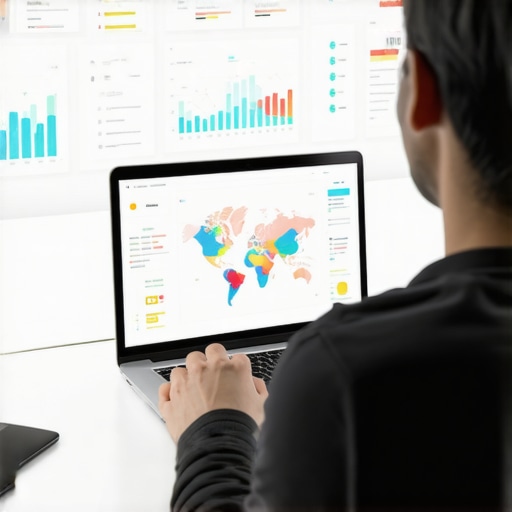 Person analyzing local SEO metrics and managing Google Maps rankings with software tools.