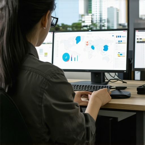 Person analyzing local SEO data on screens