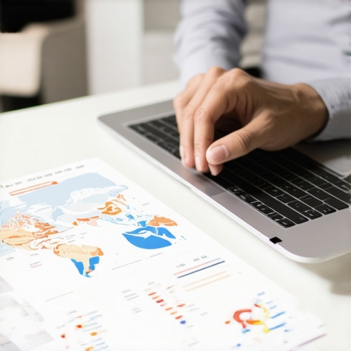 Analyzing Map Optimization Data Person reviewing SEO analytics and maps optimization data on laptop