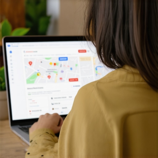 Business owner working on Google My Business profile on laptop