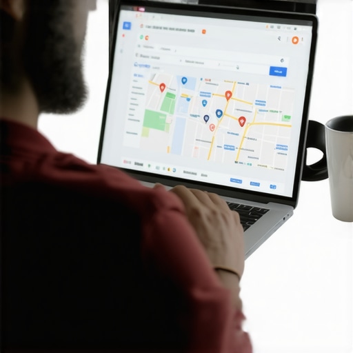 Person reviewing and updating a Google My Business listing on a laptop