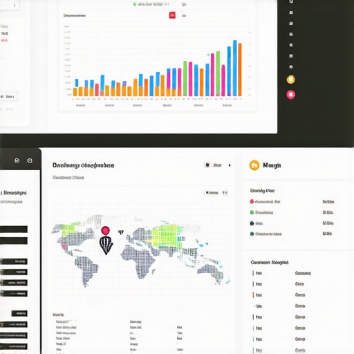 Tools for Google Maps Optimization Success A person analyzing local SEO analytics dashboards on multiple screens, focusing on Google Maps rankings and engagement signals.