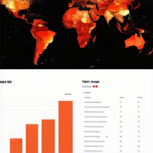 A detailed illustration of Google Maps analytics dashboard showing heatmaps and visitor data.