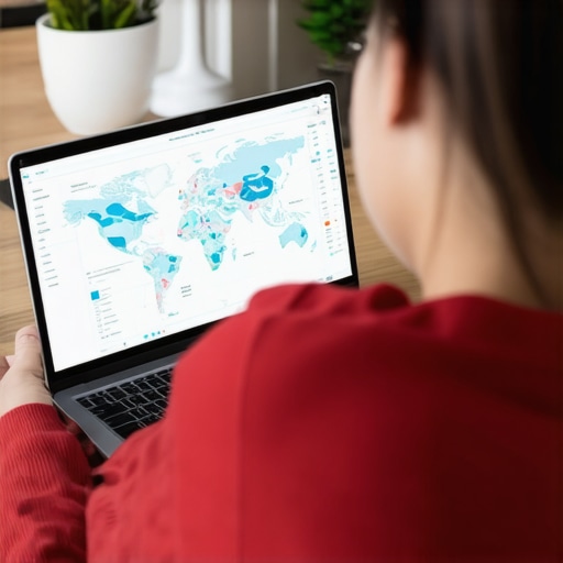 A professional analyzing map ranking data using specialized software