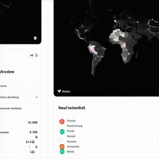 Screenshot of analytics dashboard with map ranking metrics and review sentiment analysis.