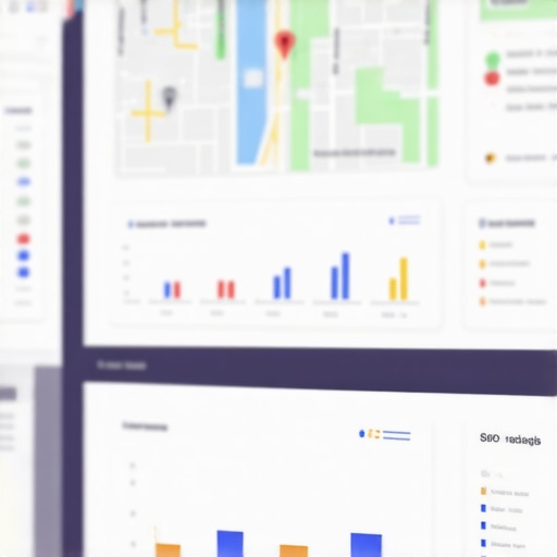 Dashboard showing local SEO metrics and map ranking analytics.
