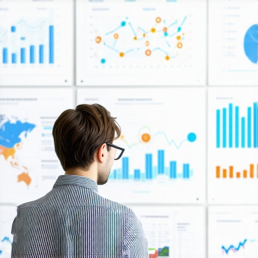 Individual analyzing local SEO and map performance metrics on a digital dashboard.