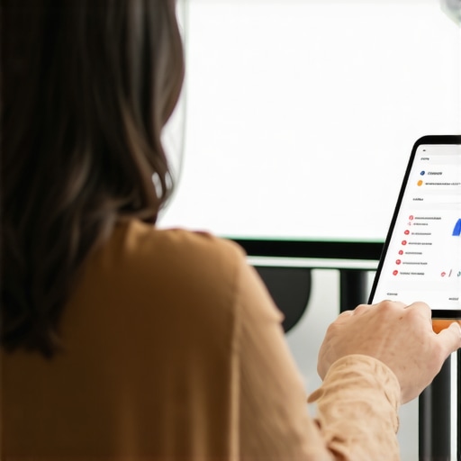 Business owner updating Google My Business profile for voice search keywords