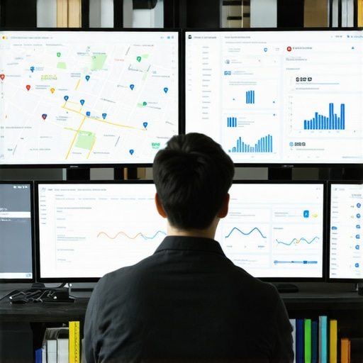 Person working with SEO dashboards and analytics tools for maps ranking