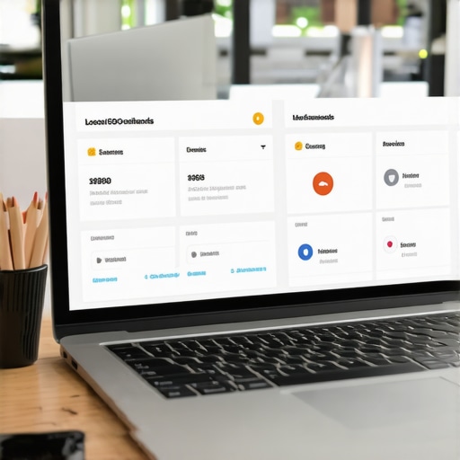 Laptop and tools for managing Google Maps rankings and local SEO.