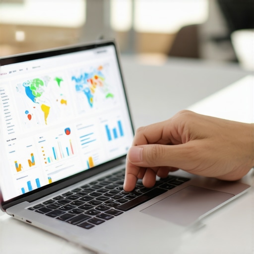 Person examining local maps and analytics on a laptop for SEO optimization.
