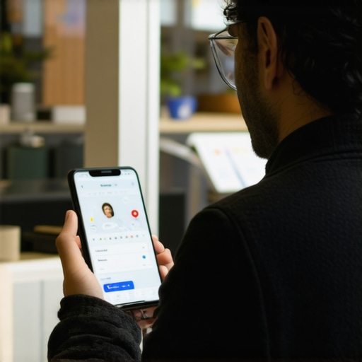 Business owner editing Google My Business information on a smartphone at storefront.